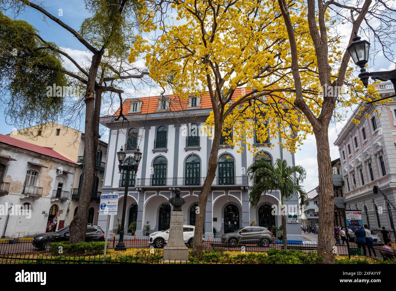 Kanalmuseum an der Plaza de la Independencia, Casco Viejo, das alte Stadtzentrum, Panama-Stadt, Panama Stockfoto