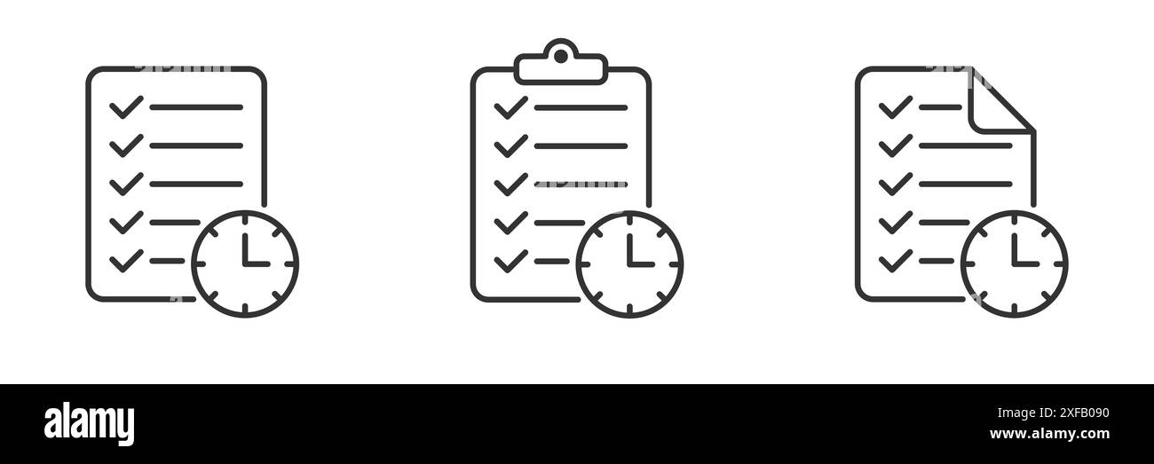 Symbol für Datei, Dokument, Uhr. Illustration des flachen Vektors. Stock Vektor