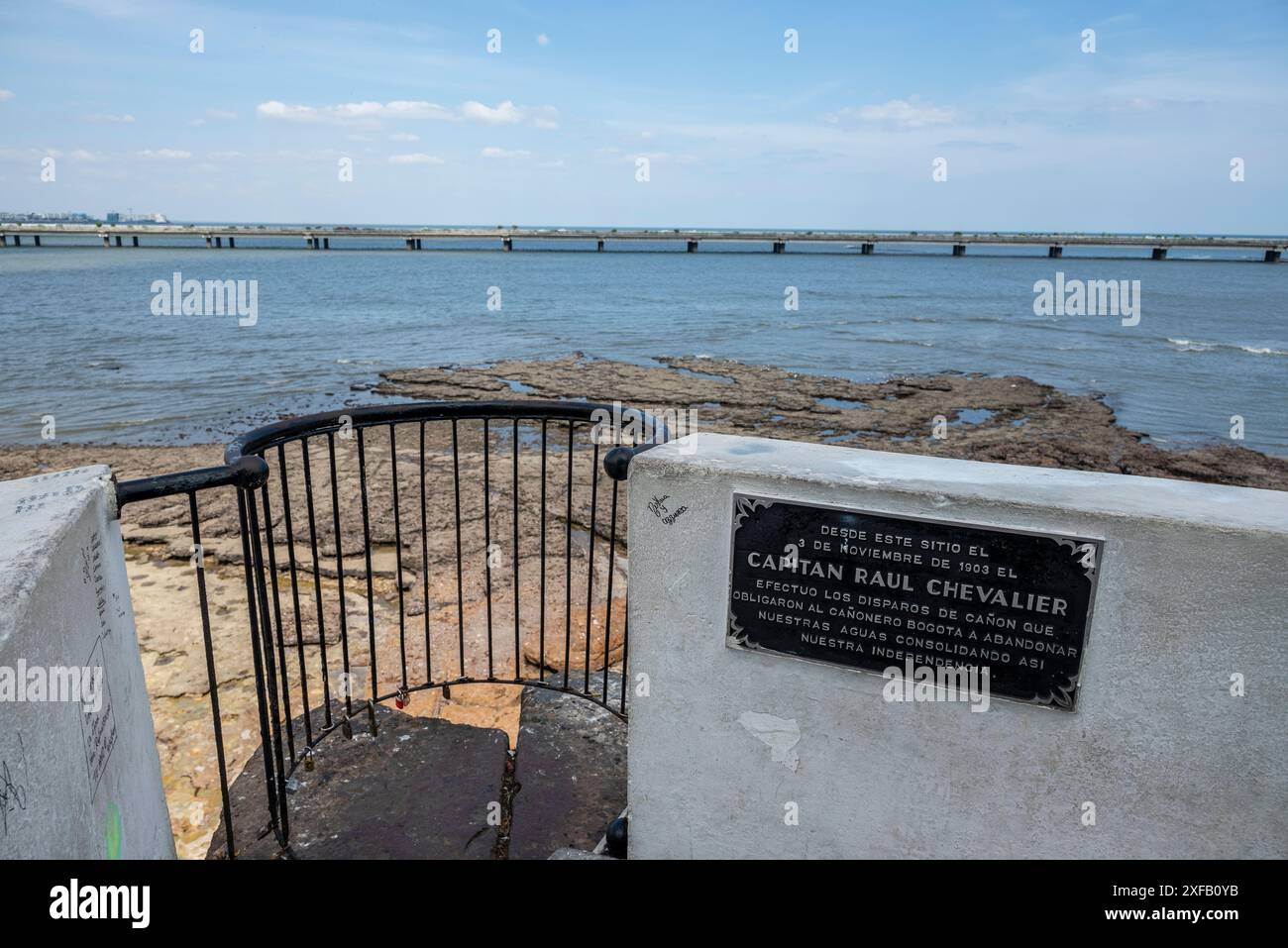 Historische Stätte im Unabhängigkeitskrieg gegen Kolumbien, Paseo Esteban Huertas, Casco Viejo, das alte Stadtzentrum, Panama-Stadt, Panama Stockfoto