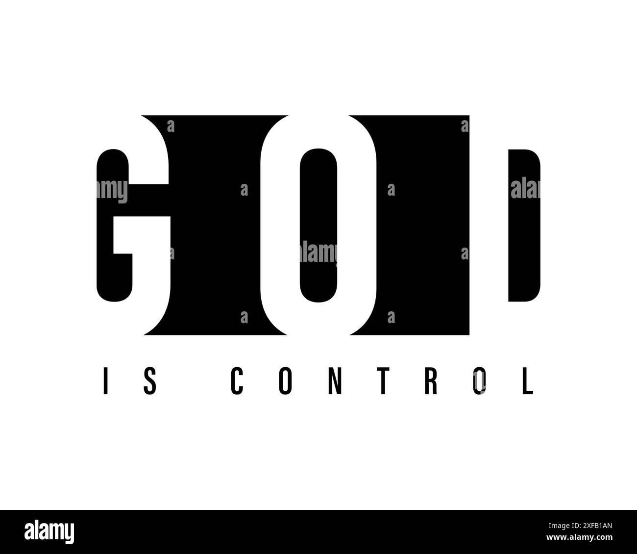 GOTT ist Kontrolle, Bibelversen-T-Shirt-Design. Christliche Typografie für Sweatshirt, religiösen Hoodie oder christliches Geschenk. Vektorabbildung Stock Vektor