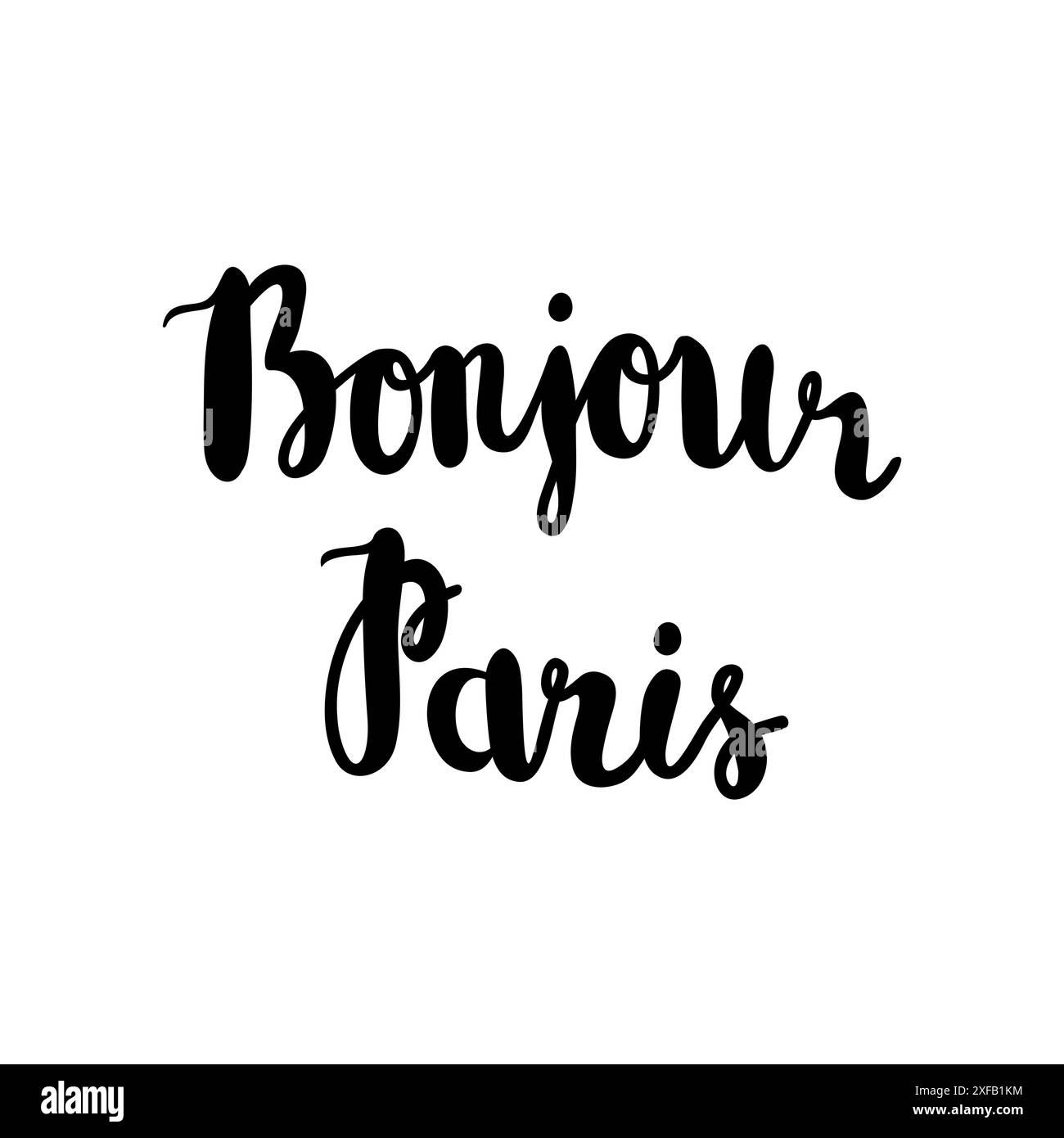 Handgezeichneter Satz Bonjour Paris. Isoliert auf weißem Hintergrund. Stock Vektor