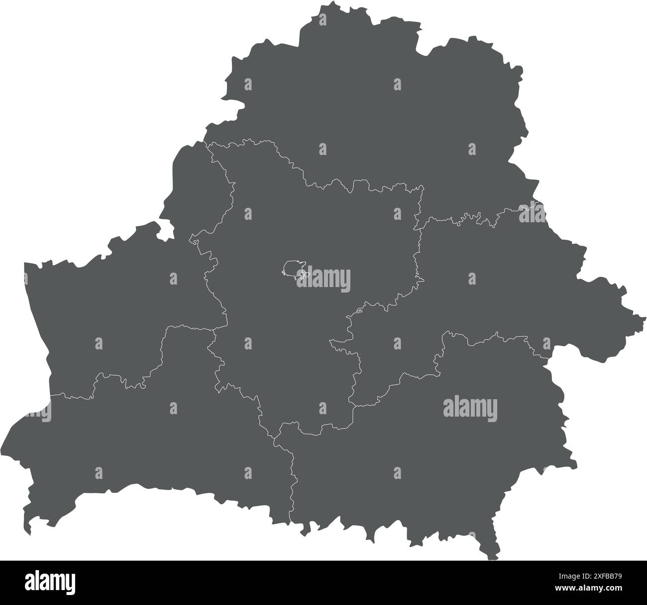 Leere Vektor-Karte von Belarus mit Regionen oder Oblasten und Verwaltungseinheiten. Bearbeitbare und klar beschriftete Ebenen. Stock Vektor