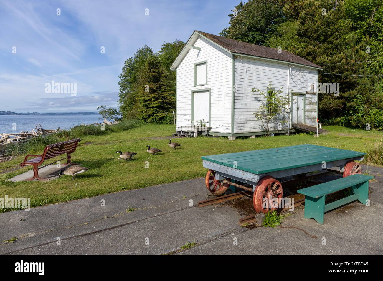 Das historische Keeper's Quarter auf Maury Island im Puget Sound, Washington. Stockfoto