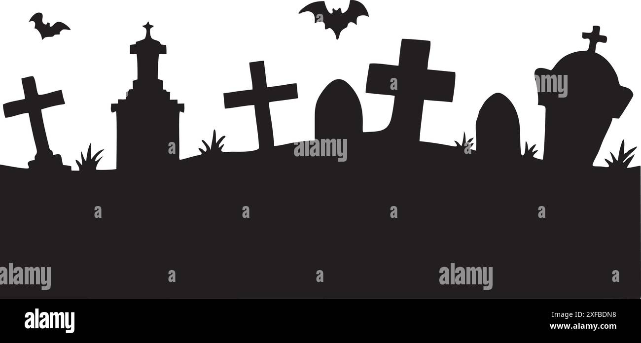 Friedhof einfache schwarze Silhouette Vektor. Stock Vektor