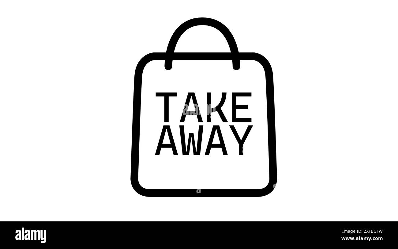 Vektor isoliert Schwarz und Weiß Take Away Bag Symbol oder Zeichen Stock Vektor