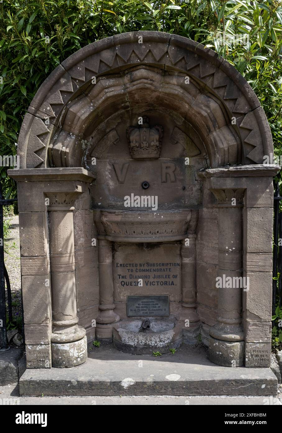 Queen Victoria Diamond Jubilee Trinkbrunnen, Overmonnow, Monmouth, Wales, Großbritannien Stockfoto