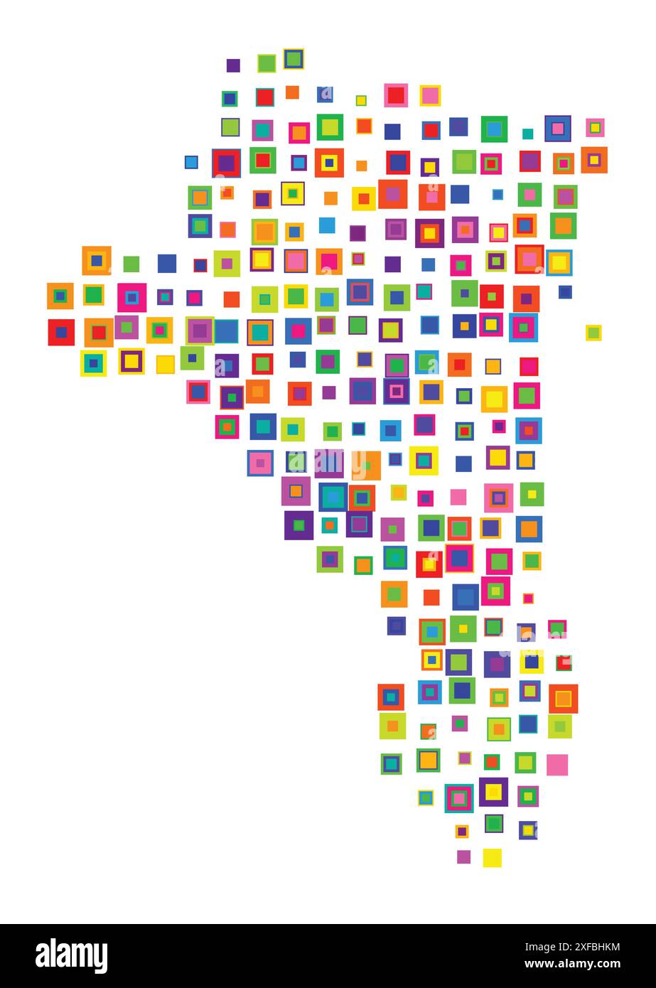 Symbol Karte der Grafschaft Gavleborg (Schweden). Abstrakte Karte, die den Bundesstaat/die Provinz mit einem Muster von sich überlappenden bunten Quadraten wie Süßigkeiten zeigt Stock Vektor