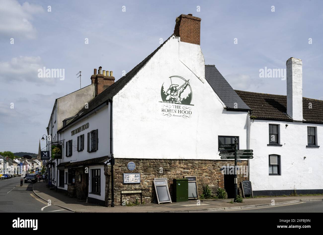 The Robin Hood Inn - Public House - Monnow Street, Monmouth, Monmouthshire, Wales, Großbritannien Stockfoto