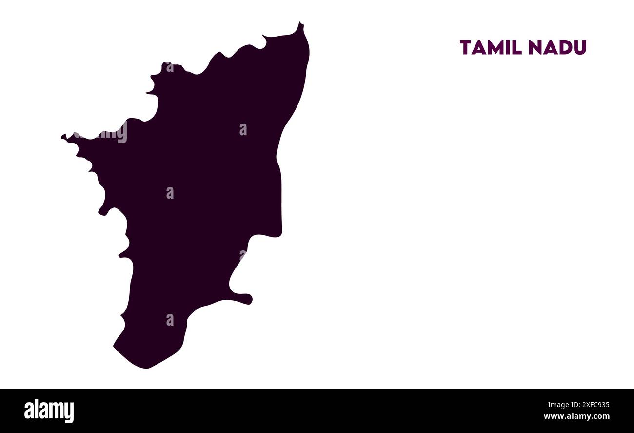 Tamil Nadu vector map1, Bundesstaat Indien, Republik Indien, Regierung, politische Karte, moderne Karte, indische Flagge, Vektorillustration Stock Vektor