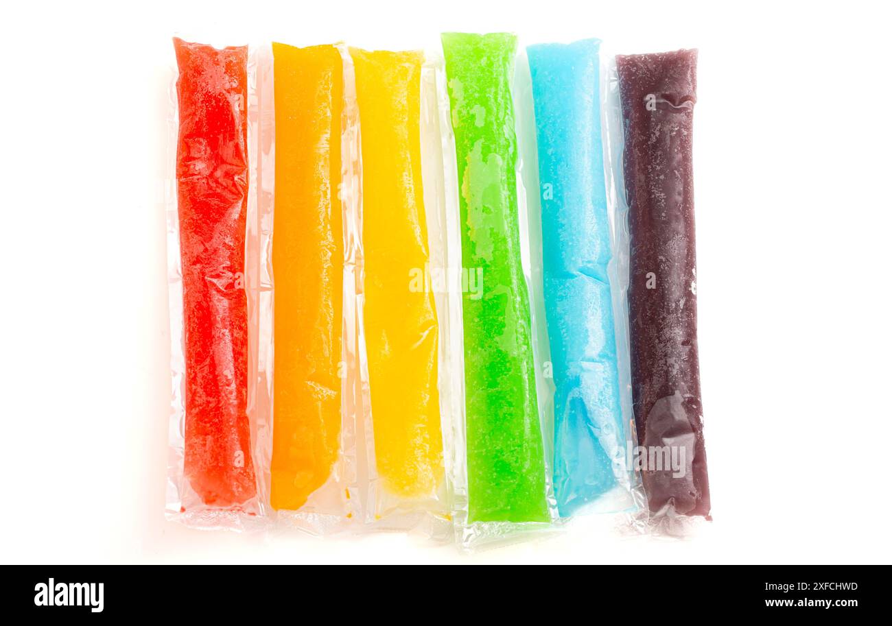 Gefrorenes Eis-Pop-Eis isoliert auf weißem Hintergrund Stockfoto
