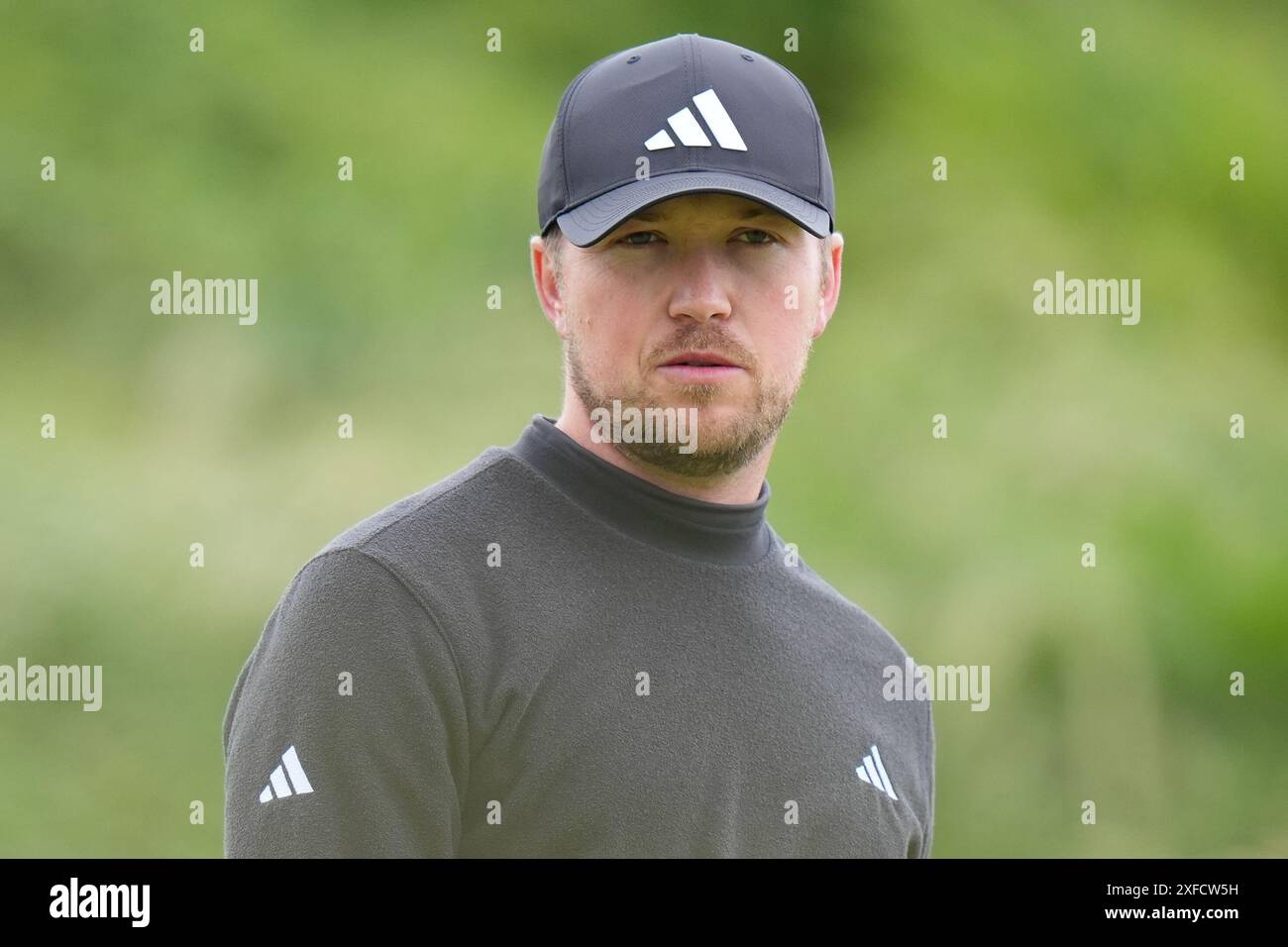 Juli 2024; West Lancashire Golf Club, Blundellsands, Liverpool, England; Endqualifikation für das Open Golf Turnier; Richard Mansell während seiner ersten Runde Stockfoto