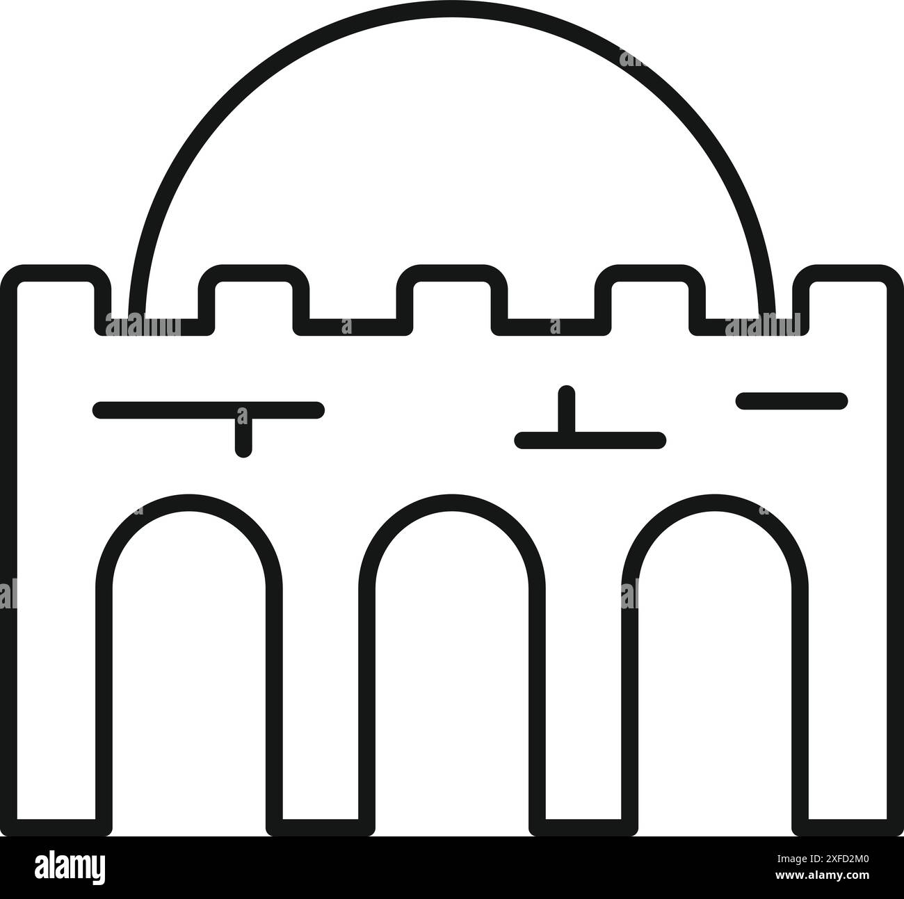 Dieses Symbol stellt ein altes Aquädukt dar, das seine historische Bedeutung für den Wassertransport und die Wassertechnik unterstreicht Stock Vektor