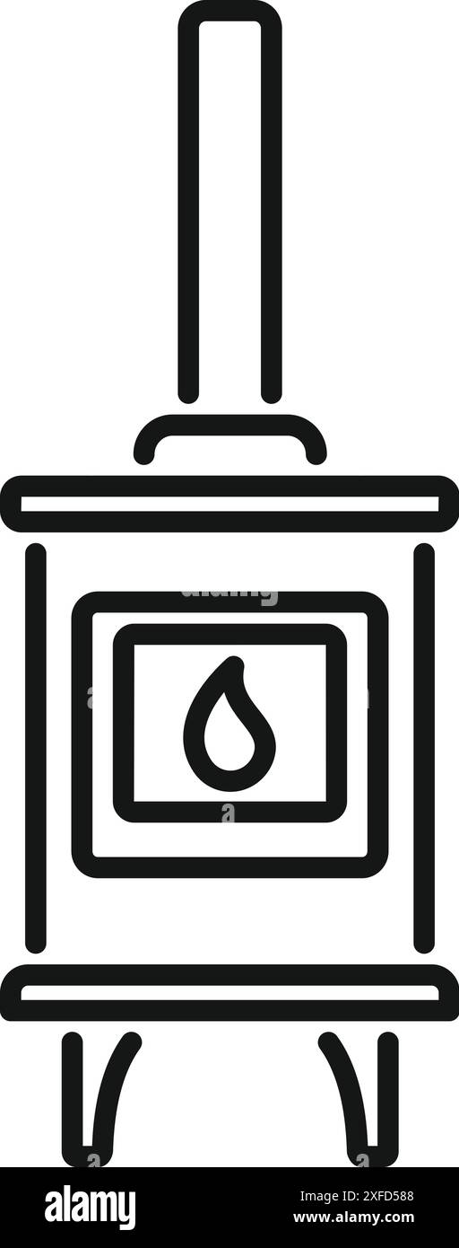 Minimalistisches Symbol eines brennenden Ofens, das Wärme und Komfort bietet Stock Vektor