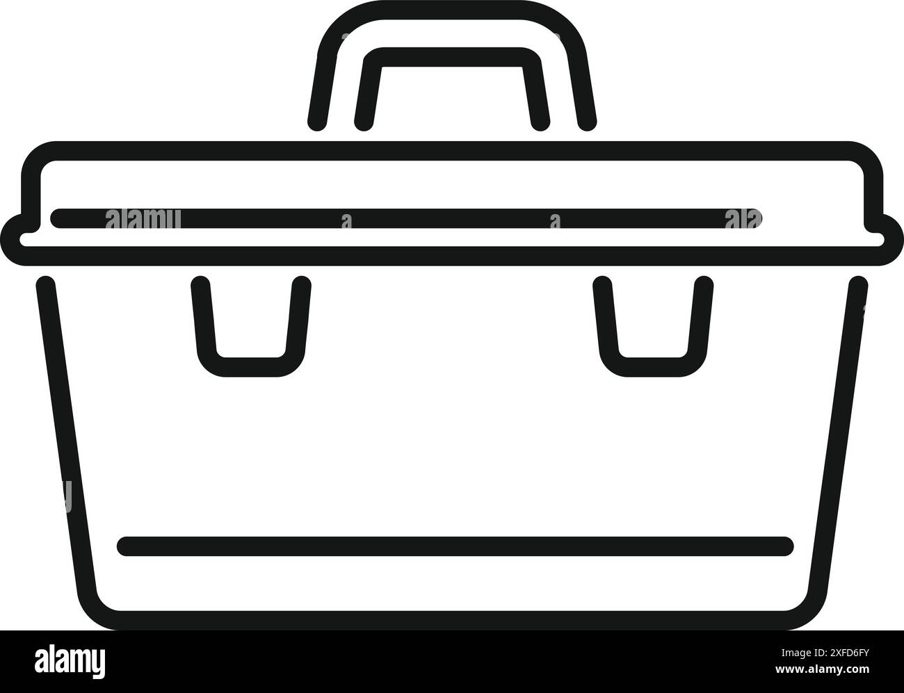 Einfaches Strichsymbol eines leeren Werkzeugkastens aus Kunststoff mit Griff, perfekt für heimwerker, heimwerker und Reparaturprojekte Stock Vektor