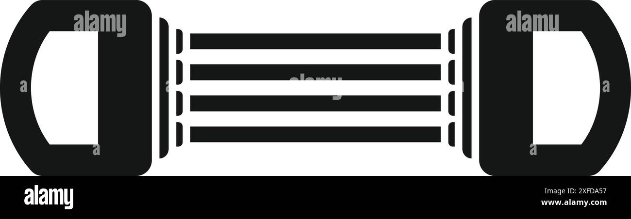 Schwarze Silhouette eines Brustdehners mit Metallfedern, die Fitness und Krafttraining fördern Stock Vektor