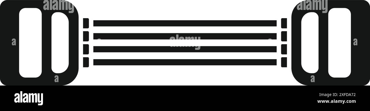 Schwarze Silhouette eines Brustdehners, ein Fitnessgerät, das zur Stärkung des Oberkörpers verwendet wird Stock Vektor