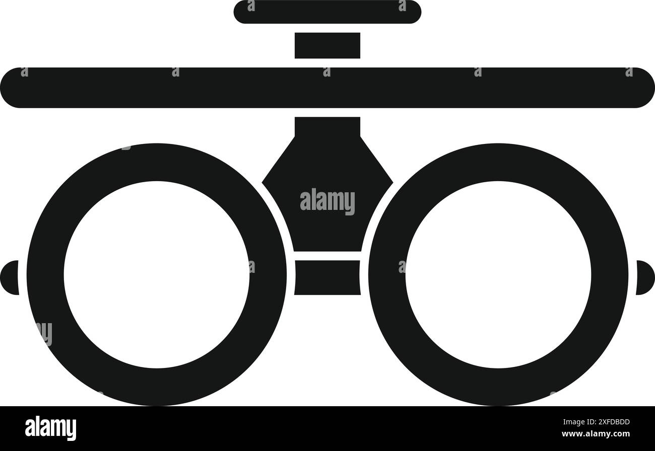 Schwarzes Symbol für einen Testrahmen, der zur Bestimmung der Brillenglasverordnung verwendet wird Stock Vektor