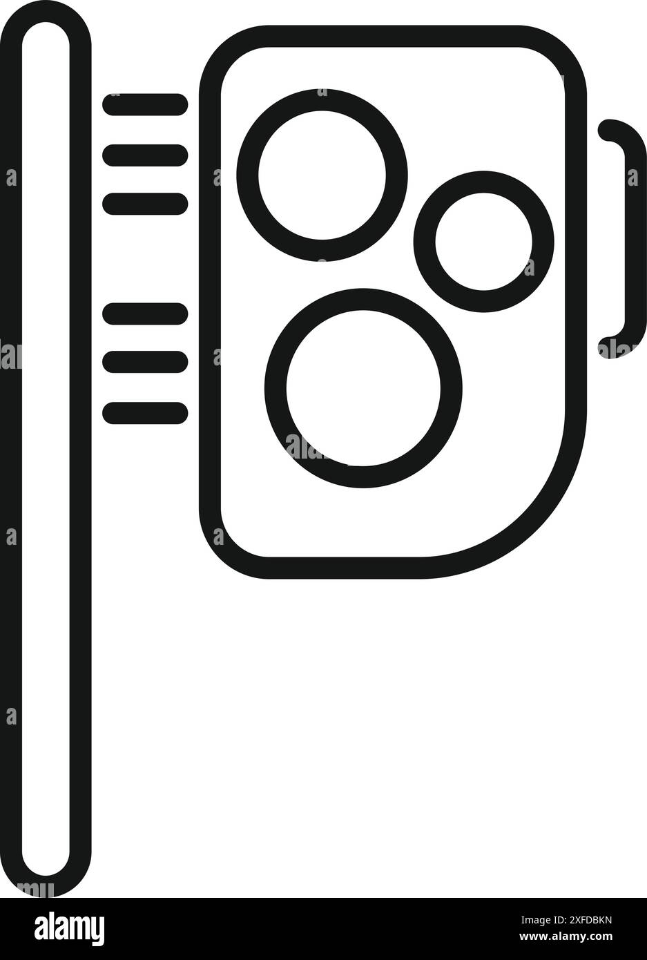 Einfaches schwarz-weißes Symbol einer Ampel mit Stopp-, Achtung- und Go-Signalen Stock Vektor