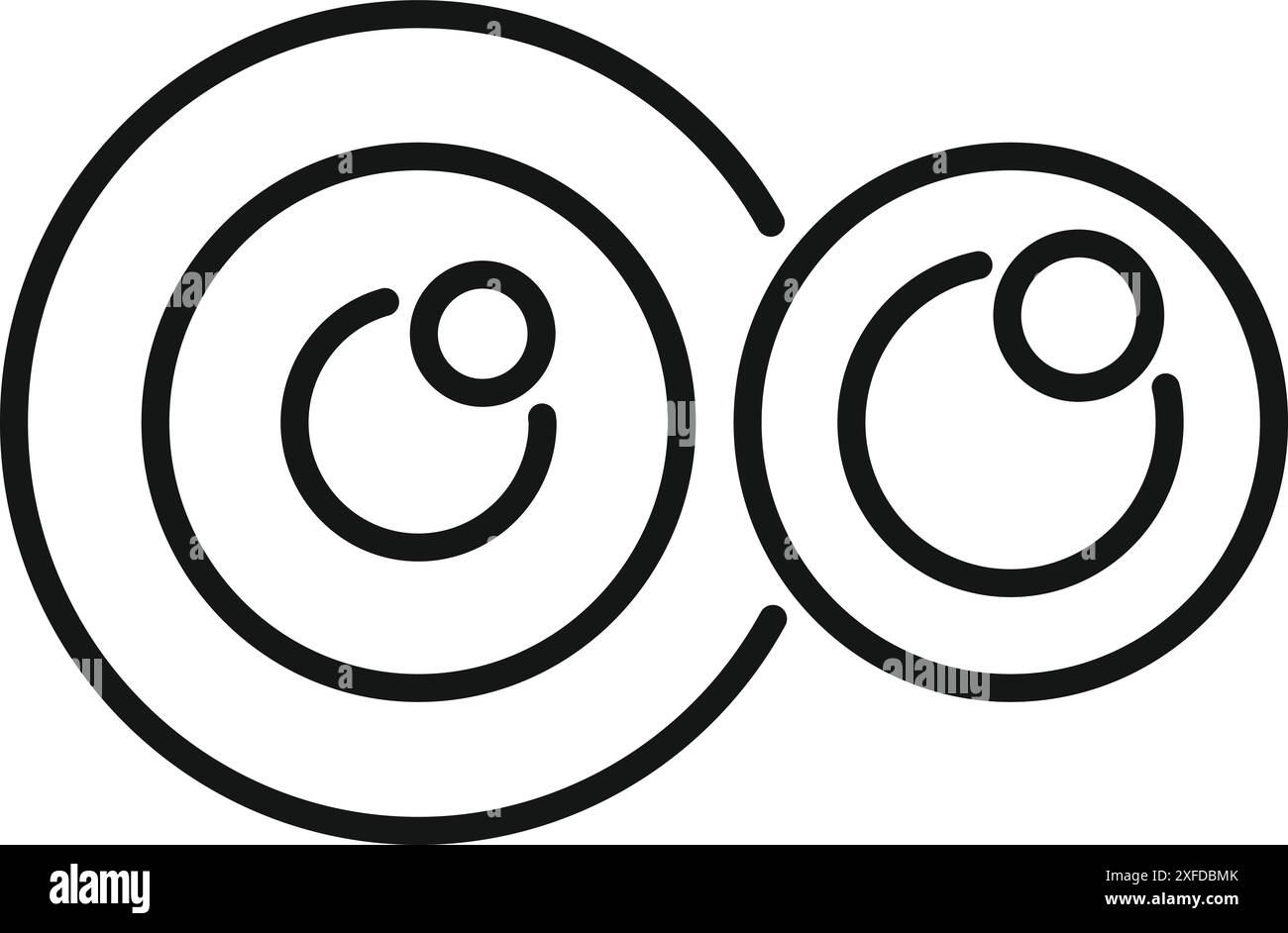 Line Art Symbol eines Sauerstoffmoleküls, das eine chemische Bindung und die Struktur der Materie symbolisiert Stock Vektor