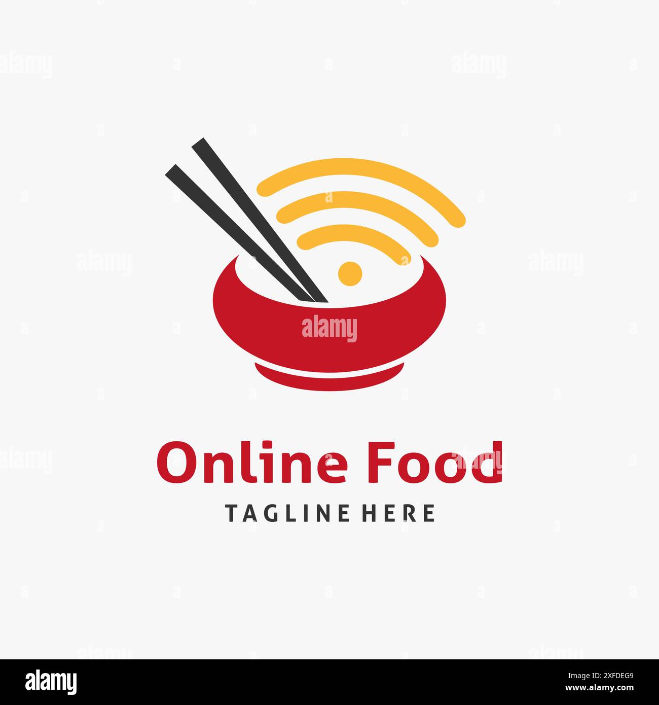 Schüssel und kabellos für Online-Food-Logo Stock Vektor