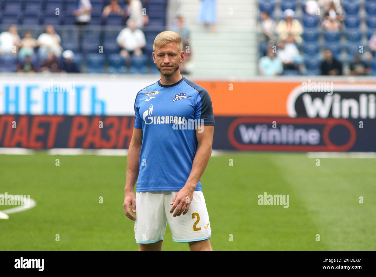 Sankt Petersburg, Russland. Juli 2024. Dmitri Chistyakov (2) von Zenit, der während des Winline Summer Cup-Fußballspiels zwischen Zenit Sankt Petersburg und Sotschi in der Gazprom Arena zu sehen war. Endpunktzahl: Zenit 5:2 Sotschi. Quelle: SOPA Images Limited/Alamy Live News Stockfoto