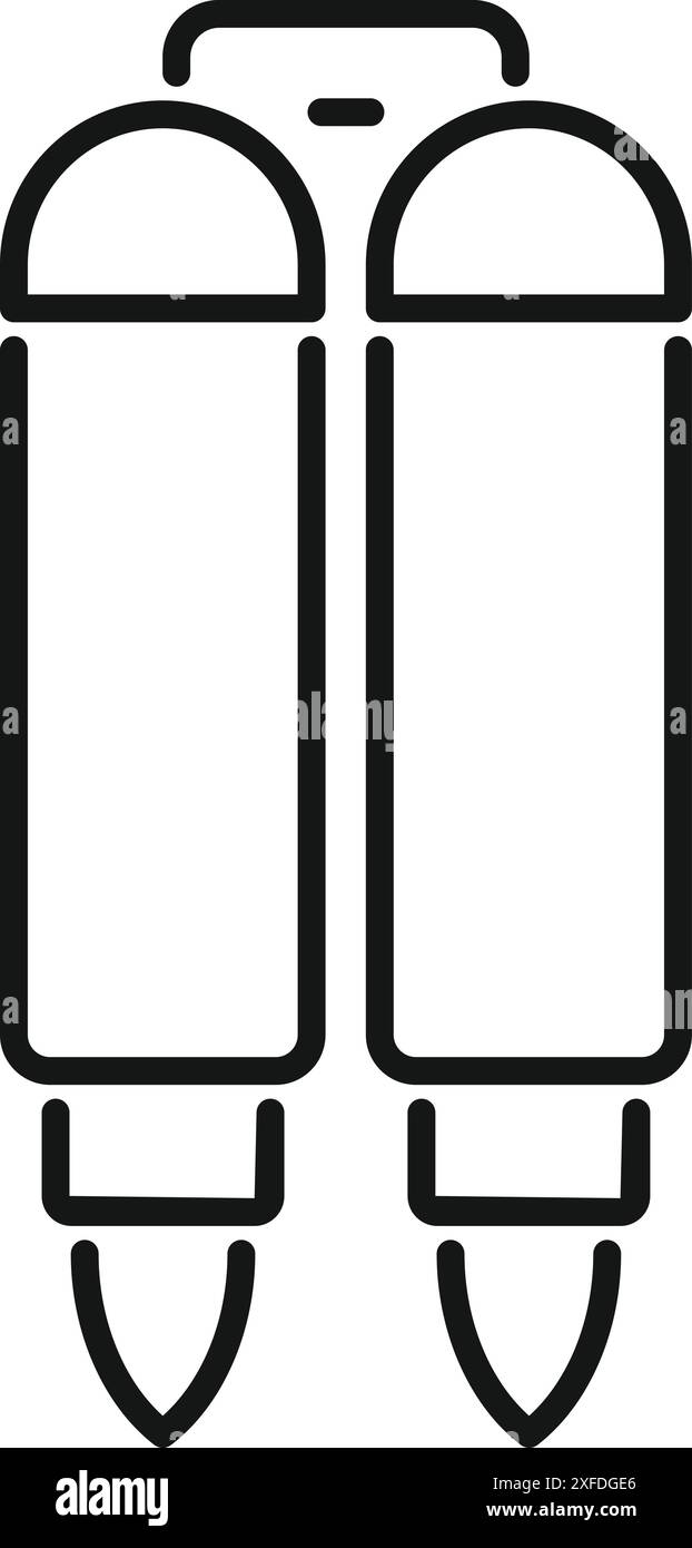 Jetpack-Fluggerät mit zwei Tanks für Treibstoff, isoliert auf weißem Hintergrund, im Umrissstil Stock Vektor