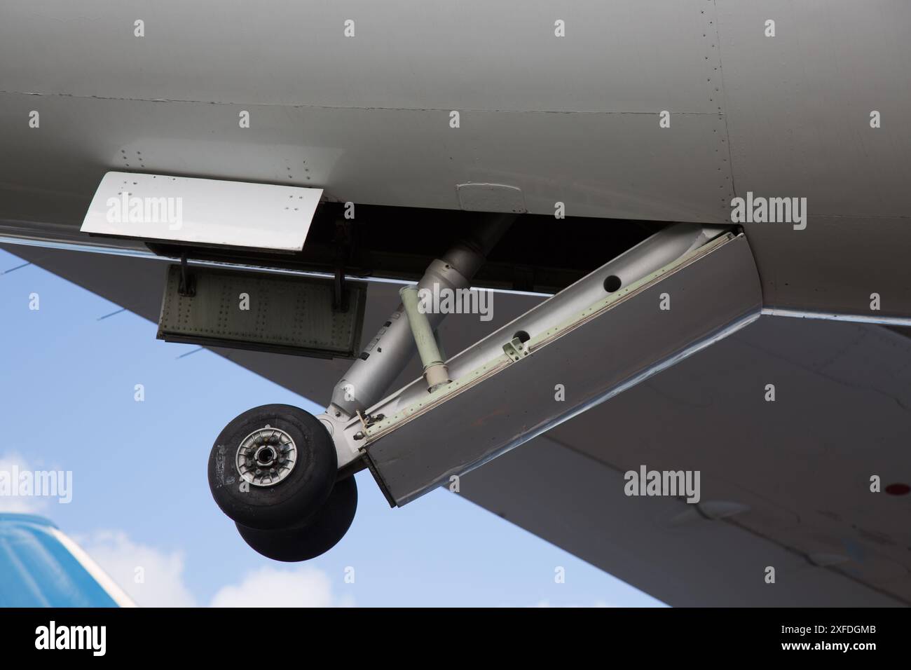 Hinterrad zum Schutz vor Heckschlag bei Concorde SST. Stockfoto