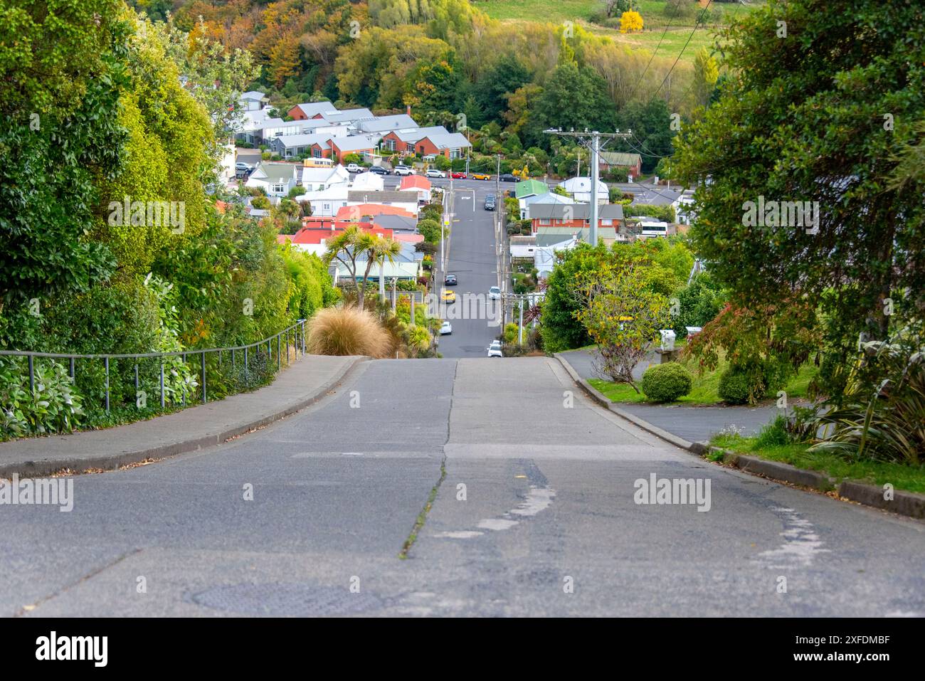 Steilste Straße der Welt - Dunedin - Neuseeland Stockfoto