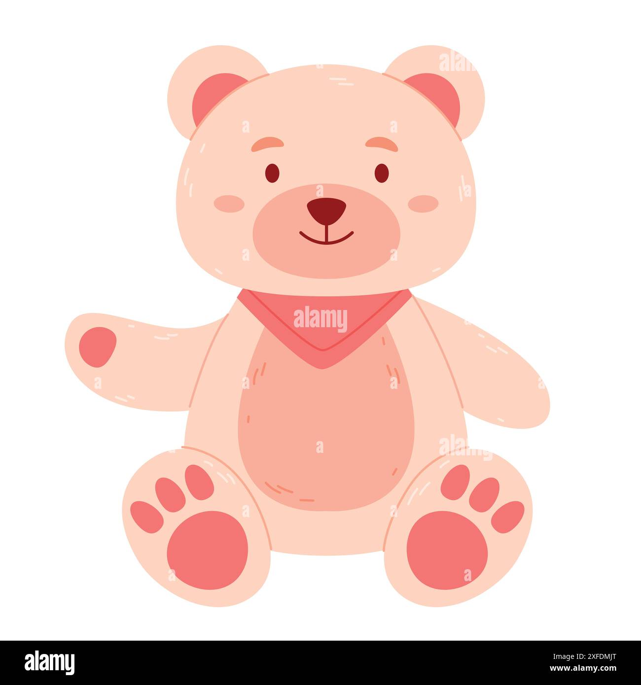 Kinderspielzeug Teddybär. Flauschige, weiche Kuscheltiere. Beige, braune und rosa Farben. Stock Vektor