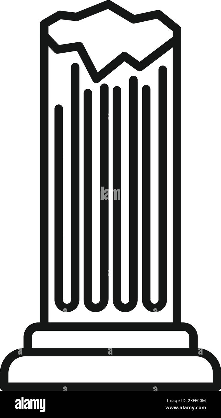Einfache Strichkunst-Ikone einer zerbrochenen antiken Säule, die an den Lauf der Zeit und die Zerbrechlichkeit der Zivilisationen erinnert Stock Vektor