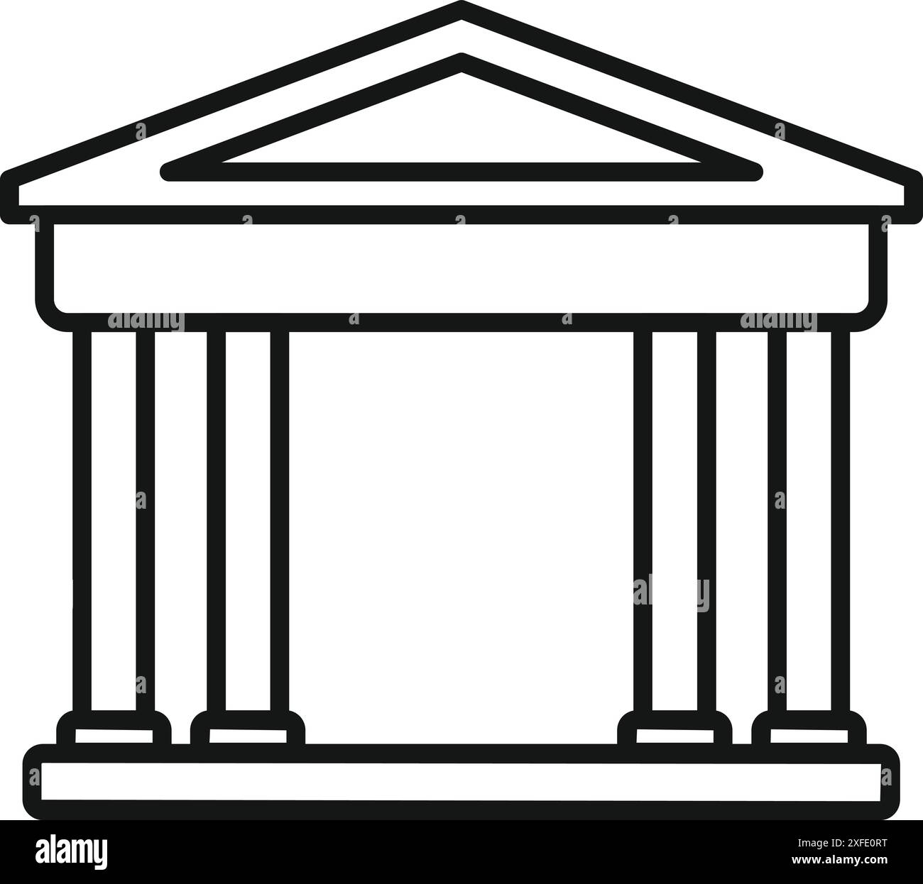 Strichkunstsymbol einer klassischen griechischen Tempelfassade, symbolisiert Geschichte, Architektur und Kultur Stock Vektor