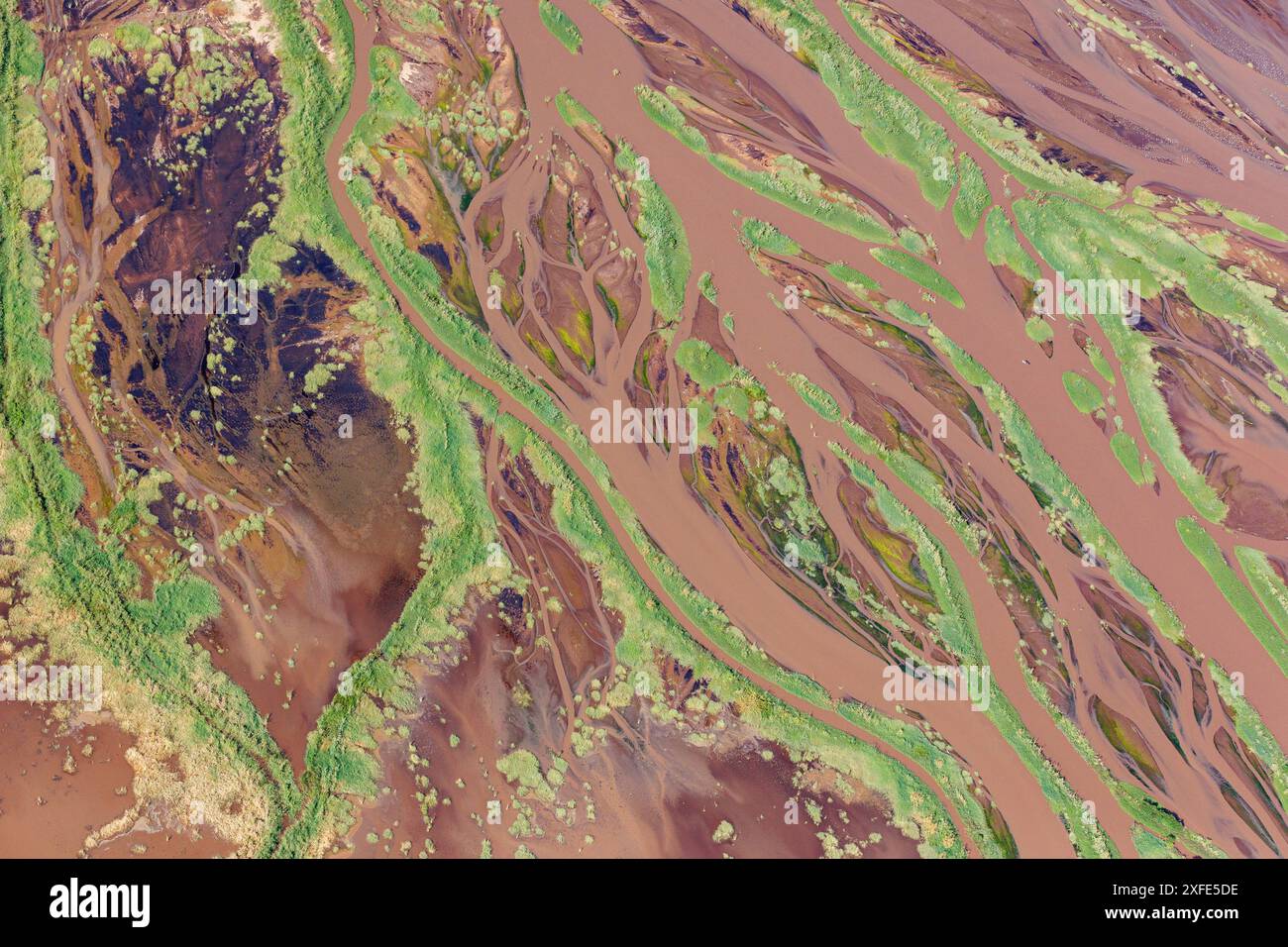 Kenia, Lake Magadi, Süßwassermündung, die nach starken Regenfällen in den See eindringt (aus der Luft) Stockfoto