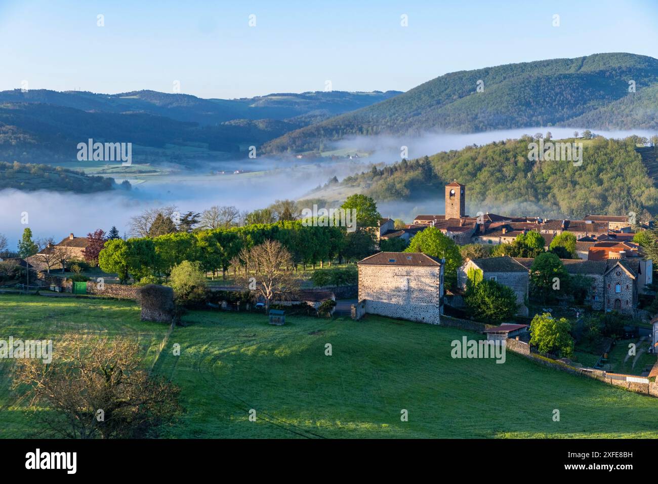 Frankreich, Haute Loire, Dorf Chilhac, benannt Petites Cités de Caractère, erbaut auf einem Lavastrom Stockfoto