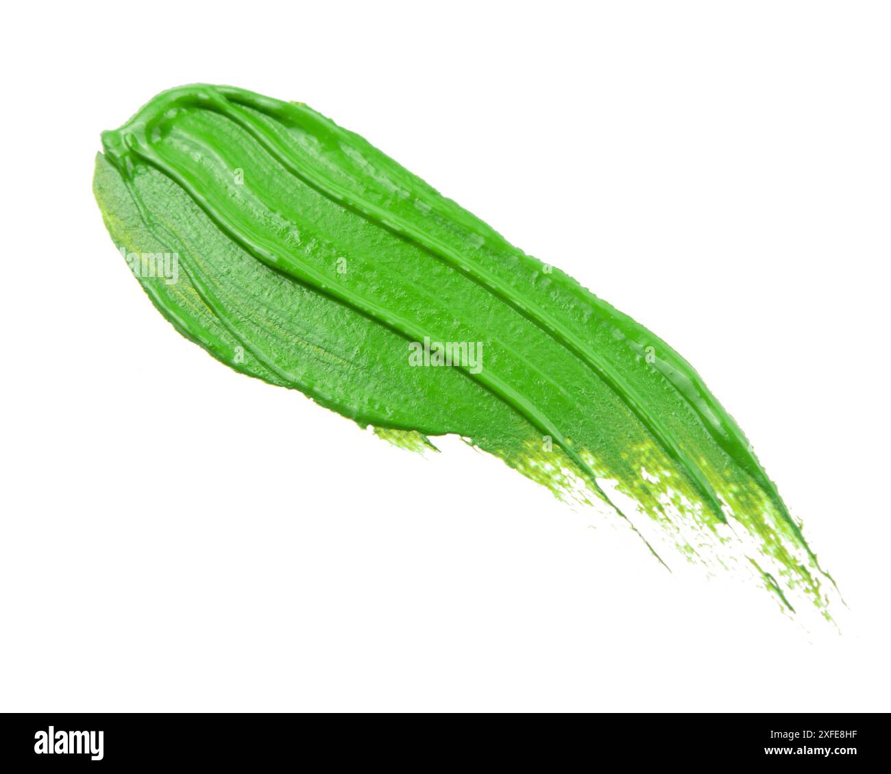 Pinselstrich isoliert auf weiß. Acrylfleckelement auf weißem Hintergrund. Mit handgezeichnetem Pinsel und Maltextur. Stockfoto