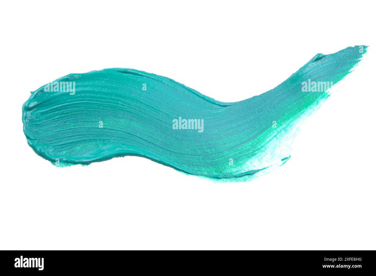 Pinselstrich isoliert auf weiß. Acrylfleckelement auf weißem Hintergrund. Mit handgezeichnetem Pinsel und Maltextur. Stockfoto