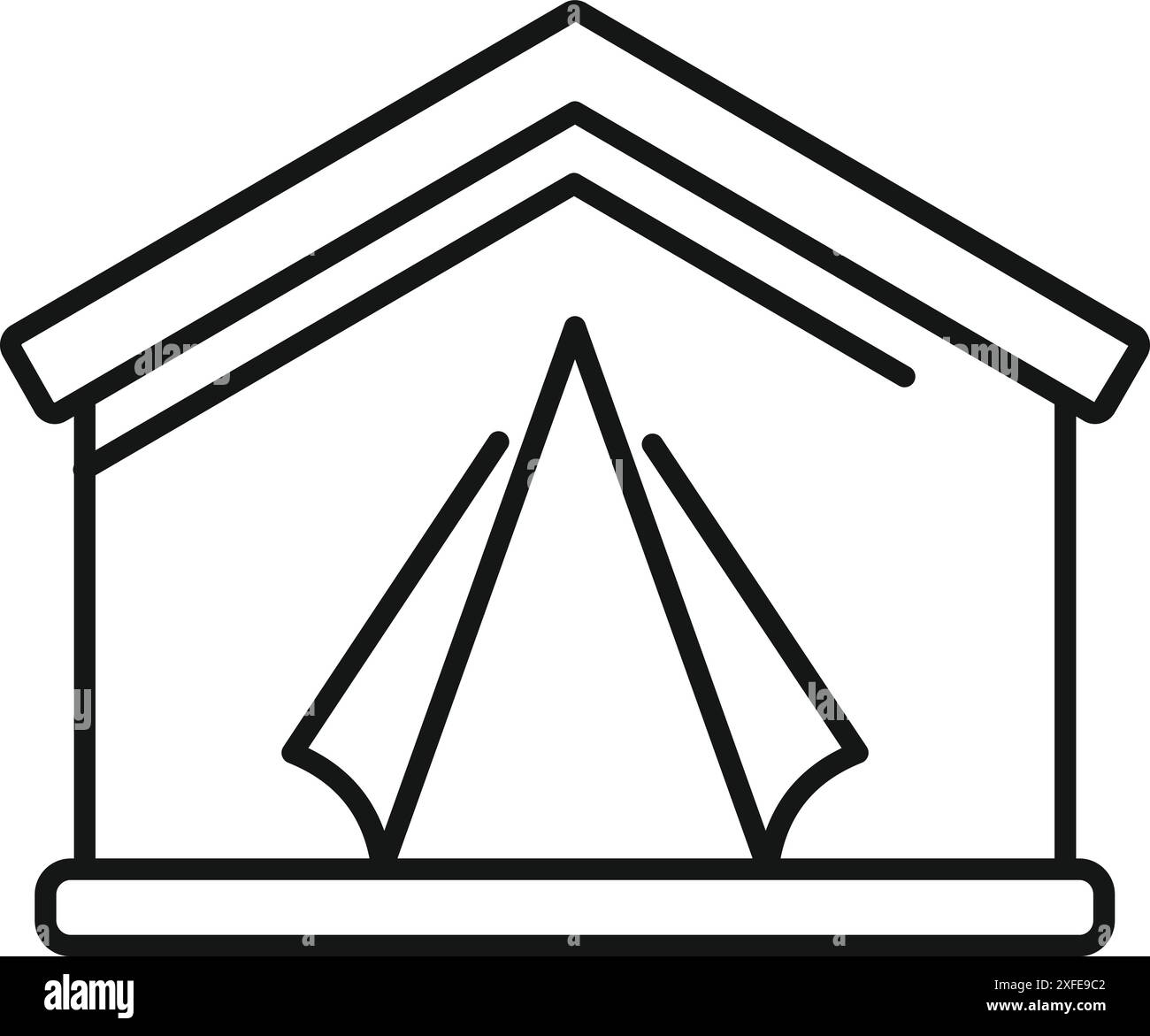 Einfaches Symbol für ein Zelt unter einem Dach, perfekt für Projekte im Zusammenhang mit Glamping und luxuriösem Camping Stock Vektor