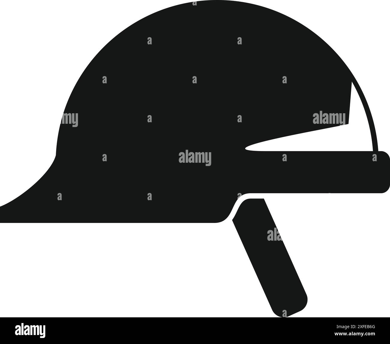 Schwarzes Symbol eines Feuerwehrhelms mit Nackenschutz, der den Kopf vor herabfallendem Schmutz und Stößen schützt Stock Vektor