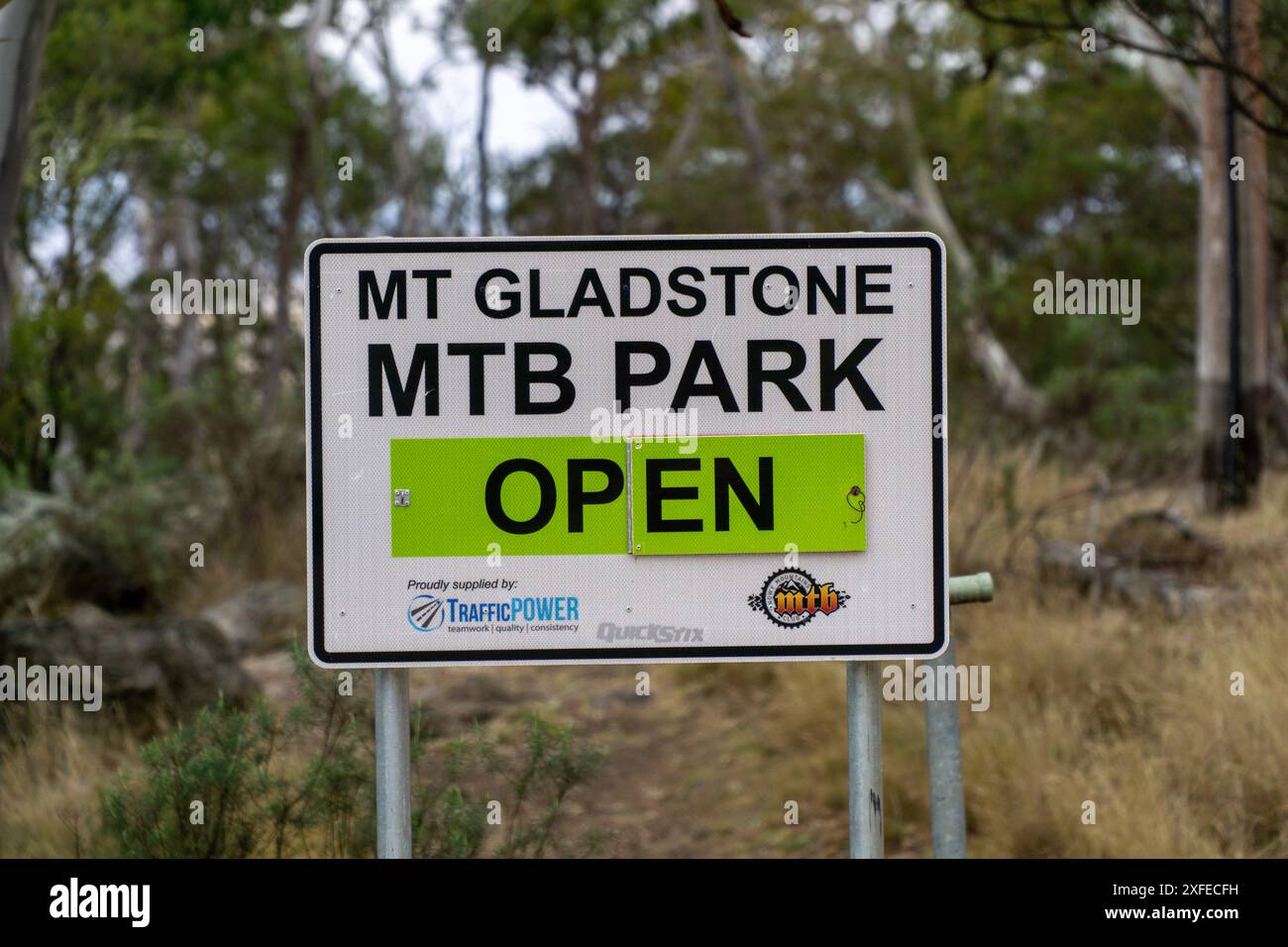 Cooma, New South Wales, Australien, 2. Juli 2024; Mt Gladstone Mountain Trail Bike Trails mit Green, Blue und Black Diamond Trails Stockfoto