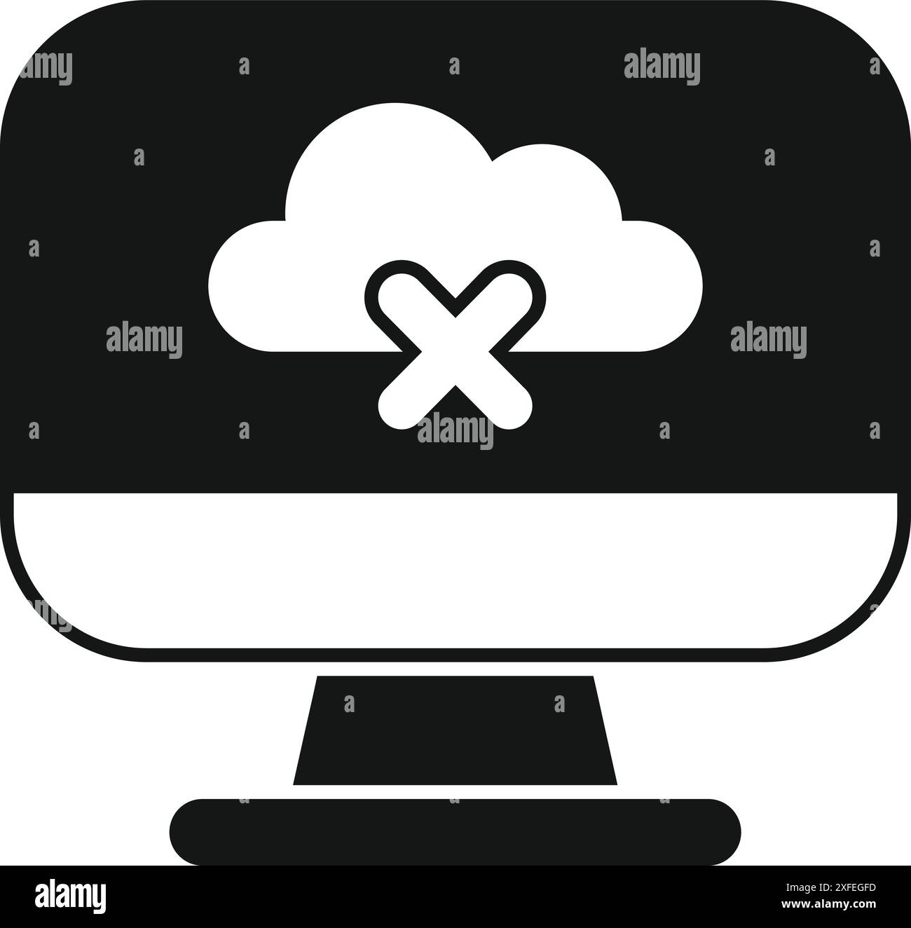 Einfaches Symbol, das eine Trennung des Cloud-Speicherdienstes auf einem Desktop-Computer darstellt Stock Vektor