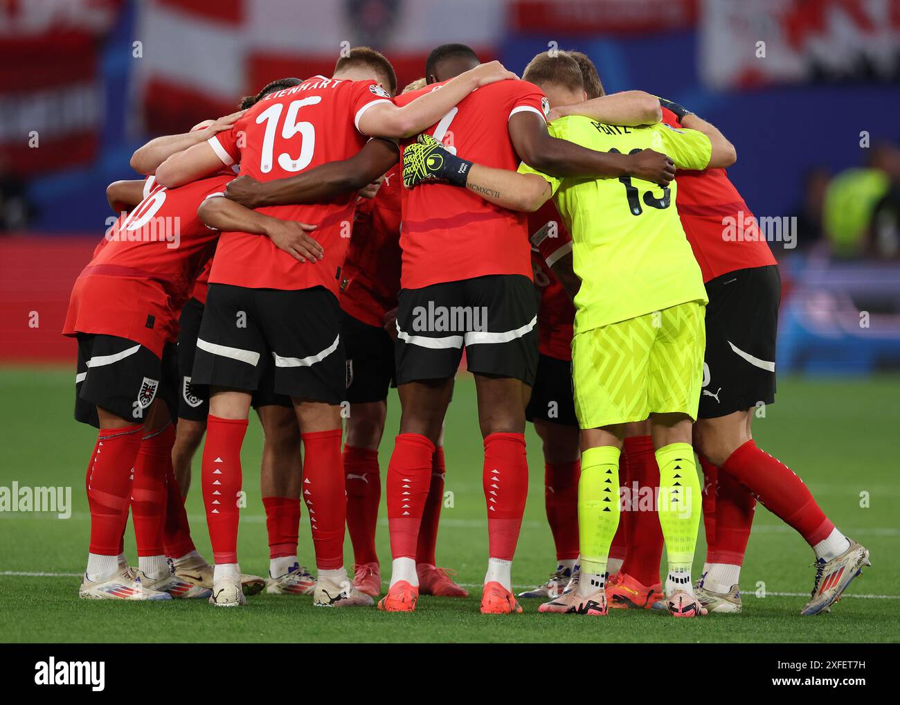 Leipzig, Deutschland. Juli 2024. Die österreichische Mannschaft steht vor dem Achtelfinale der UEFA-Europameisterschaften im Leipziger Stadion. Der Bildnachweis sollte lauten: Paul Terry/Sportimage Credit: Sportimage Ltd/Alamy Live News Stockfoto