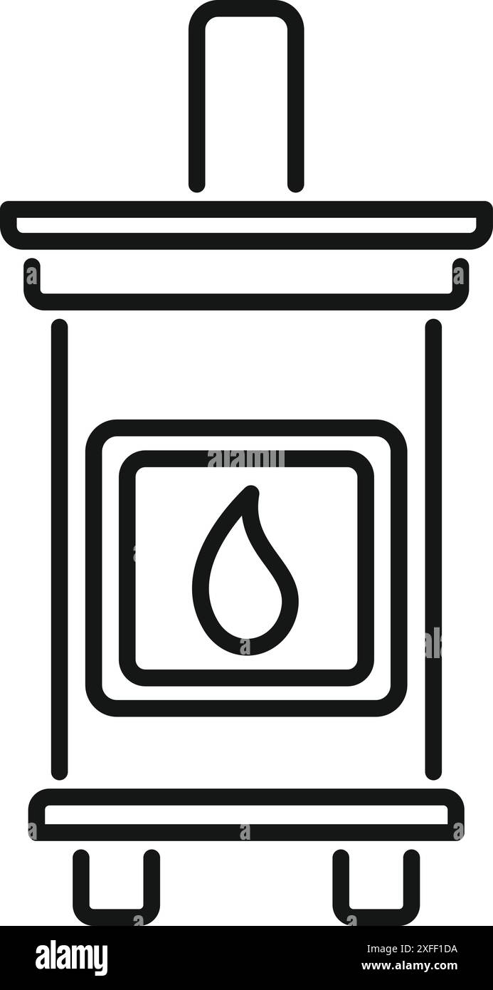 Schwarze Umrissfigur für einen modernen Kamin mit Kamin, der ein Haus wärmt Stock Vektor