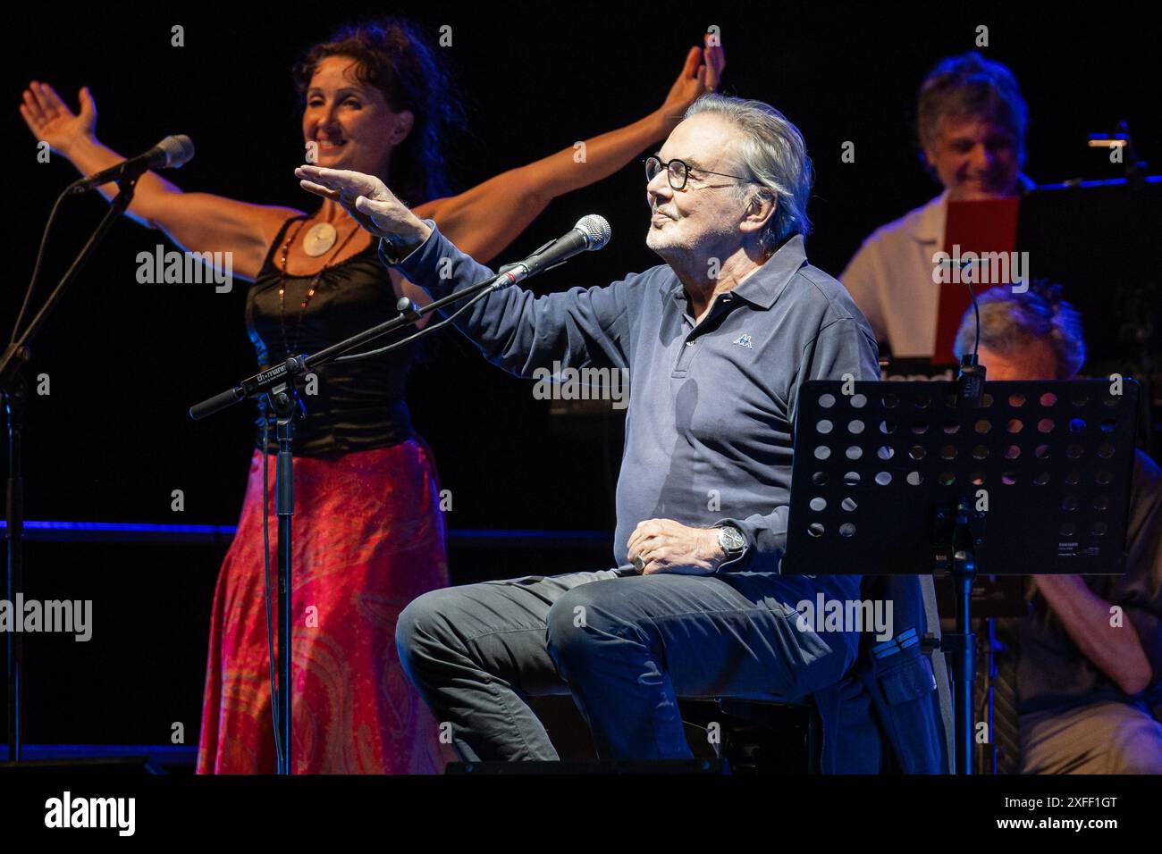 36° Festival di Villa Arconati, Bollate (Mailand), Italien, 02. Juli 2024, Mauro Pagani (italienischer Multiinstrumentalist, Komponist und Plattenproduzent) perf Stockfoto