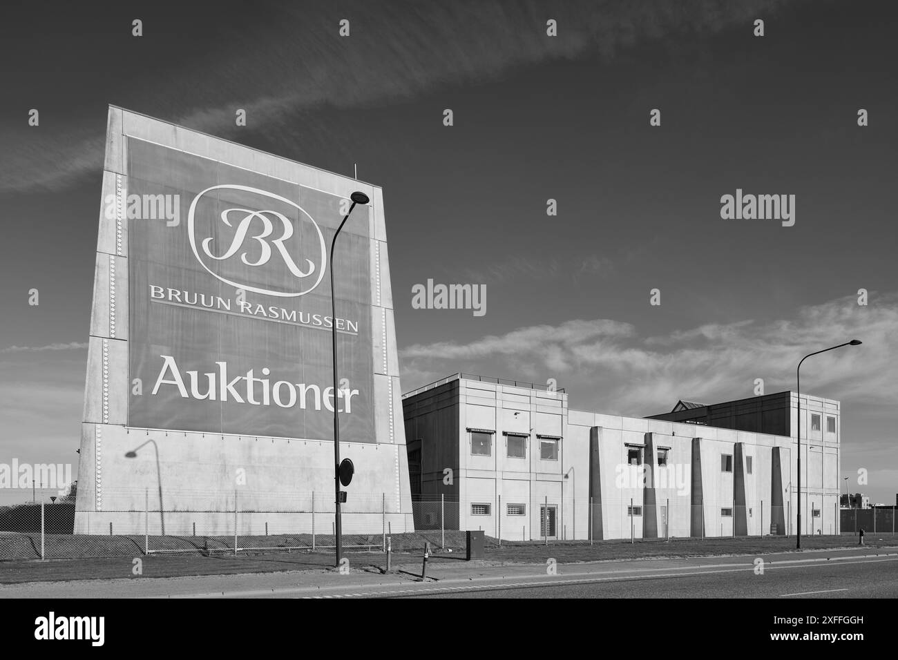 Bruun Rasmussen Kunstauktioner (Bruun Rasmussen Auctioneers), Gebäude von Kim Utzon, 2003, jetzt abgerissen; Sundkrogsgade, Kopenhagen, Dänemark Stockfoto