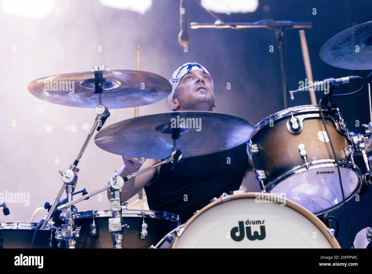 Mailand, Italien. Juli 2024. Pokey Mo von Agnostic Front tritt am 2. Juli 2024 live im Konzert beim Rugby Sound Festival in der Nähe von Milano auf (Foto: Mairo Cinquetti/NurPhoto) Credit: NurPhoto SRL/Alamy Live News Stockfoto