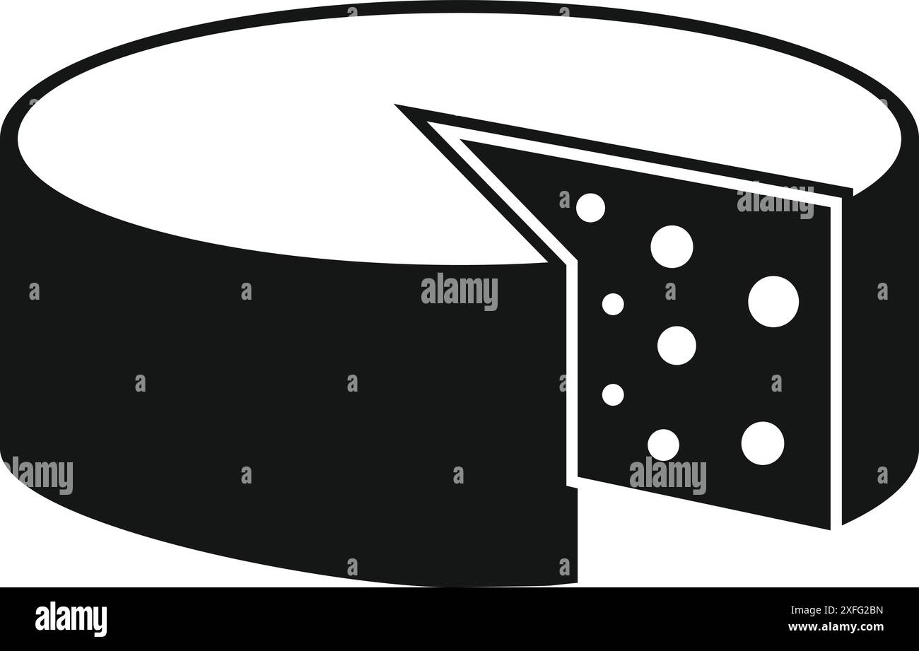 Dies ist eine schwarz-weiße Silhouette eines Käsereids mit einer geschnittenen Scheibe Stock Vektor