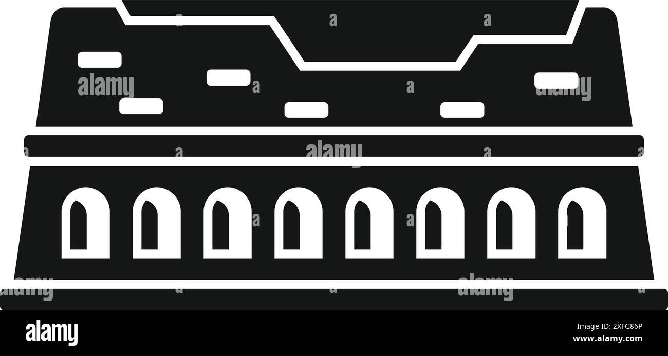Schwarz-weiß-Ikone des kolosseums, eines antiken Amphitheaters in rom, italien, das römische Architektur zeigt Stock Vektor