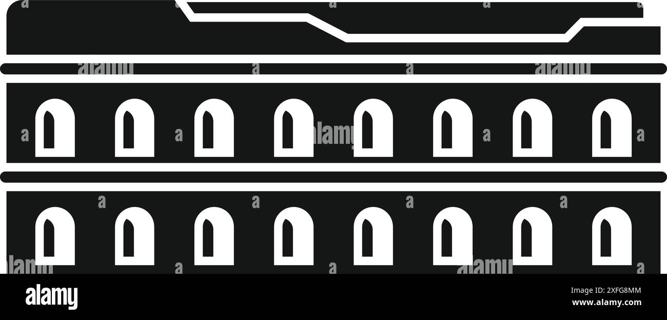 Einfache Illustration der Fassade des kolosseums, die die Bögen und die historische Bedeutung hervorhebt Stock Vektor