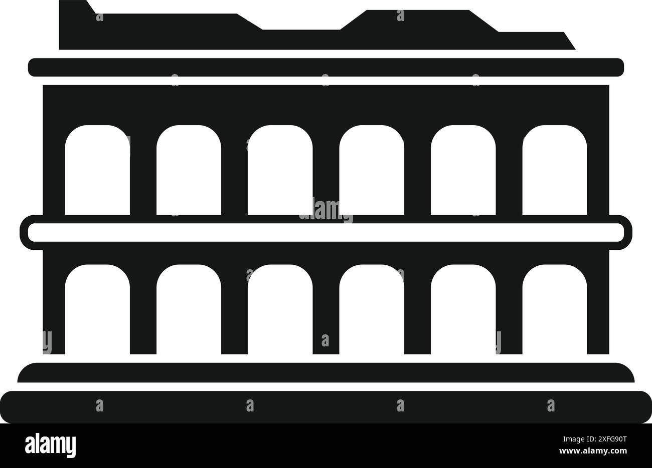 Einfaches Symbol eines Gebäudes mit Bögen, die die antike römische Architektur zeigen Stock Vektor