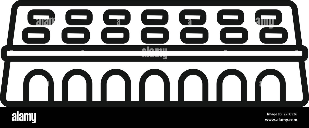 Einfache Strichkunst-Ikone, die das kolosseum darstellt und an das antike rom und seine architektonischen Fähigkeiten erinnert Stock Vektor