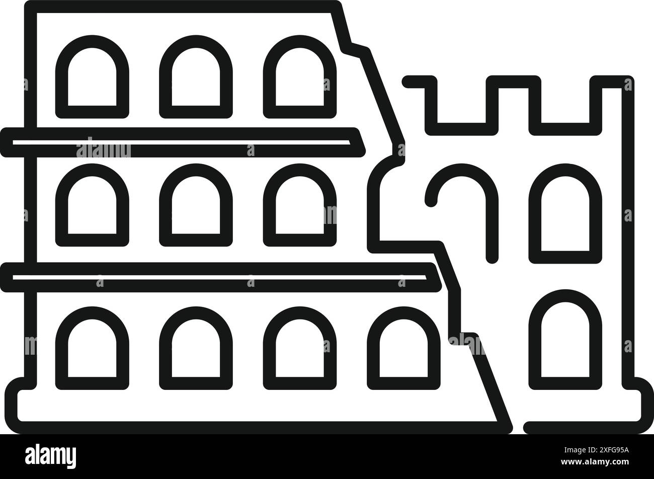 Diese Illustration zeigt das berühmte kolosseum, ein Zeugnis der architektonischen Leistungsfähigkeit des antiken roms, das trotz der Jahrhunderte immer noch hoch steht Stock Vektor